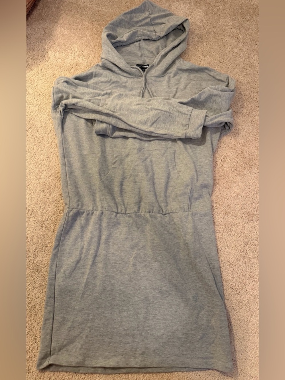 Gray and Black Hooded Sweatshirt Dresses (two total)